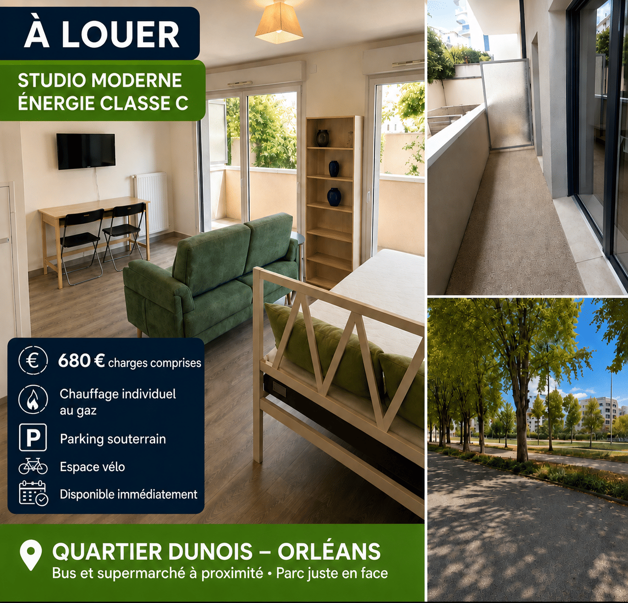 Appartement 1 pièce 29 m² · à Orléans · 29 m² · 680 €