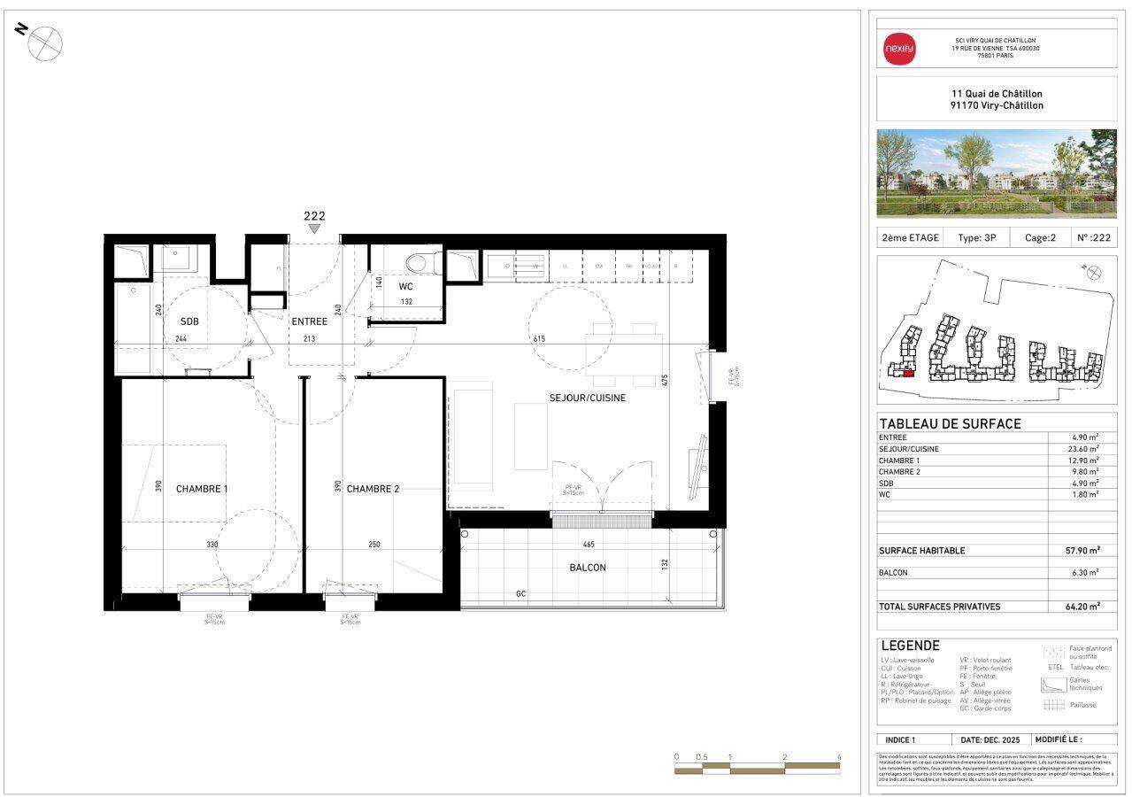 Appartement 3 pièces 58 m² · à Viry-Châtillon · 58 m² · 810 €