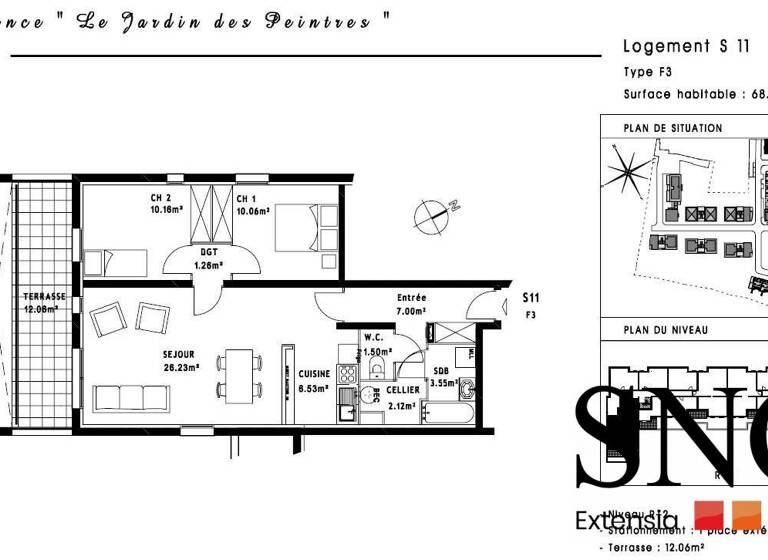 Appartement à vendre 118 000 € 3 pièces 2 chambres 68,9 m² 2ème étage Montières Amiens 80000