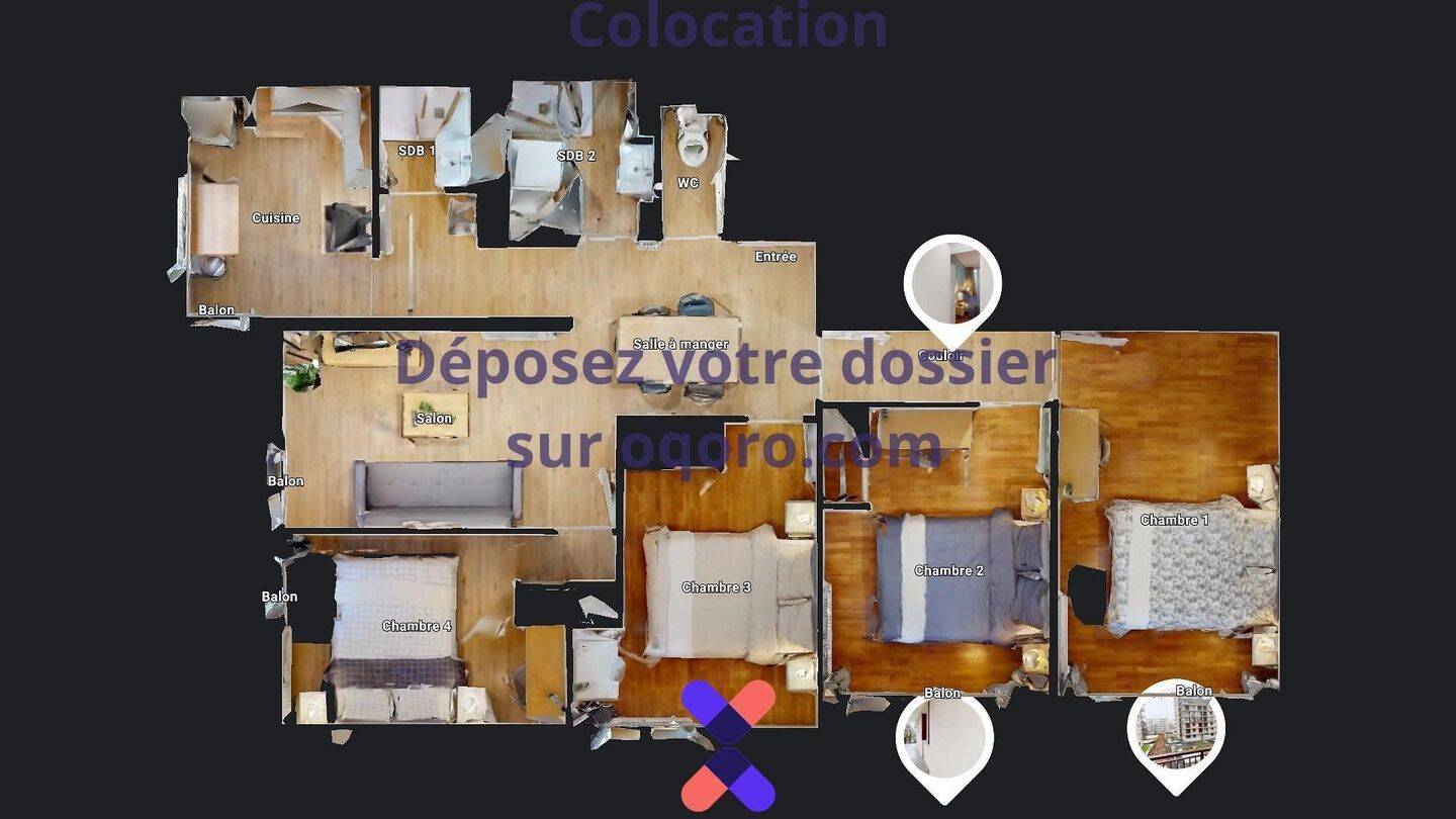 Chambre en colocation appartement meublé — 9