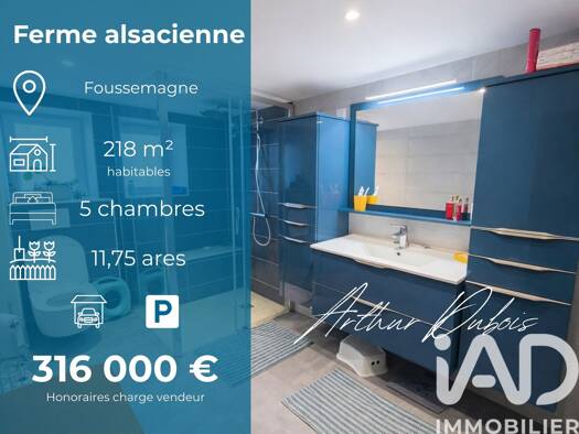 Maison à vendre 316 000 € 7 pièces 5 chambres 218 m² 1 175 m² de terrain Foussemagne 90150