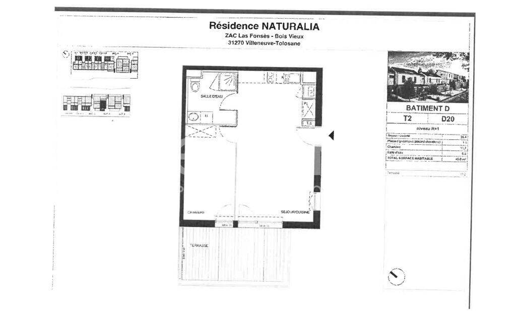 Appartement 2 pièces 45 m² · à Villeneuve-Tolosane · 45 m² · 632 €/mois