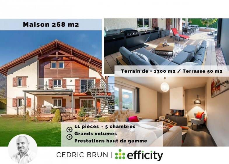 Maison à vendre 635 000 € 11 pièces 5 chambres 268 m² 1 309 m² de terrain Sud Marignier 74970