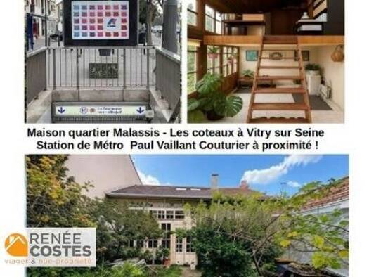 Maison en viager occupé Bouquet 92 000 € 4 pièces 2 chambres 74 m² 492 m² de terrain Coteau-Malassis Vitry-sur-Seine 94400