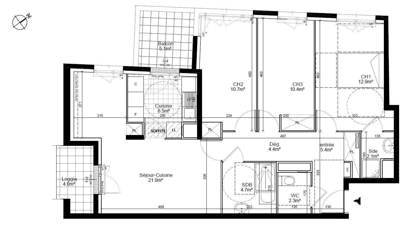 Appartement 4 pièces 81 m² · à Aubervilliers · 81 m² · 1 506 €/mois