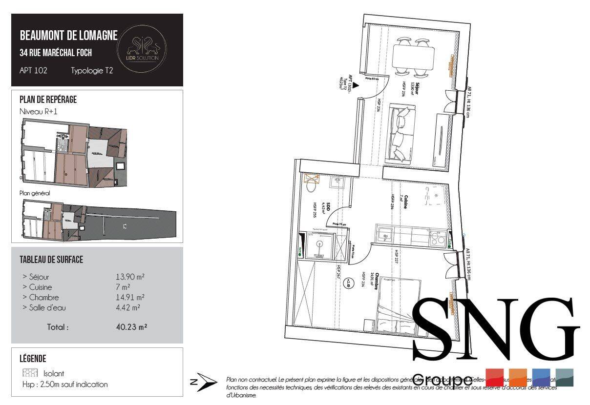 Appartement 2 pièces 40 m² · à Beaumont-de-Lomagne · 40,2 m² · 450 €