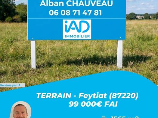 Terrain à vendre 99 000 € 1 565 m² de terrain Le Reste de Feytiat Feytiat 87220