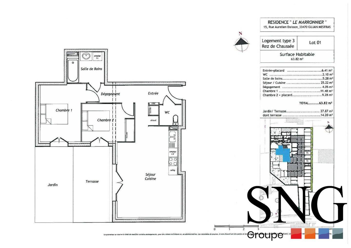 Appartement 3 pièces 64 m² · à Gujan-Mestras · 63,9 m² · 835 €