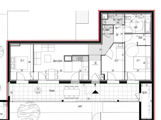 Appartement à louer 1 005 € 4 pièces 3 chambres 76,5 m² RDC Tilleroyes Besançon 25000