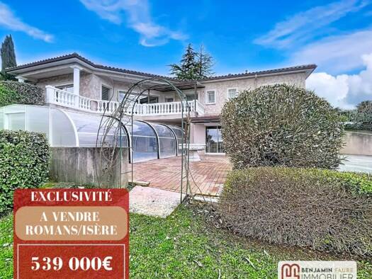Maison de plain-pied à vendre 539 000 € 5 pièces 3 chambres 197,4 m² 1 085 m² de terrain Est-Chateaufleury Romans-sur-Isère 26100