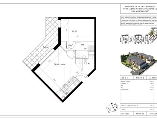 Appartement à vendre - neuf 259 000 € 2 pièces 1 chambre 45 m² dès le 31/12/2026 Centre Montmorency Centre Montmorency 95160