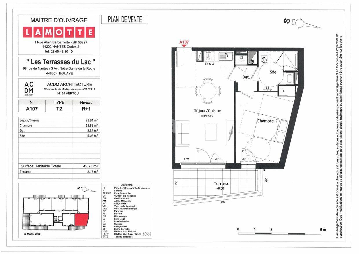 Appartement 2 pièces 45 m² · à Bouaye · 45,2 m² · 661 €/mois
