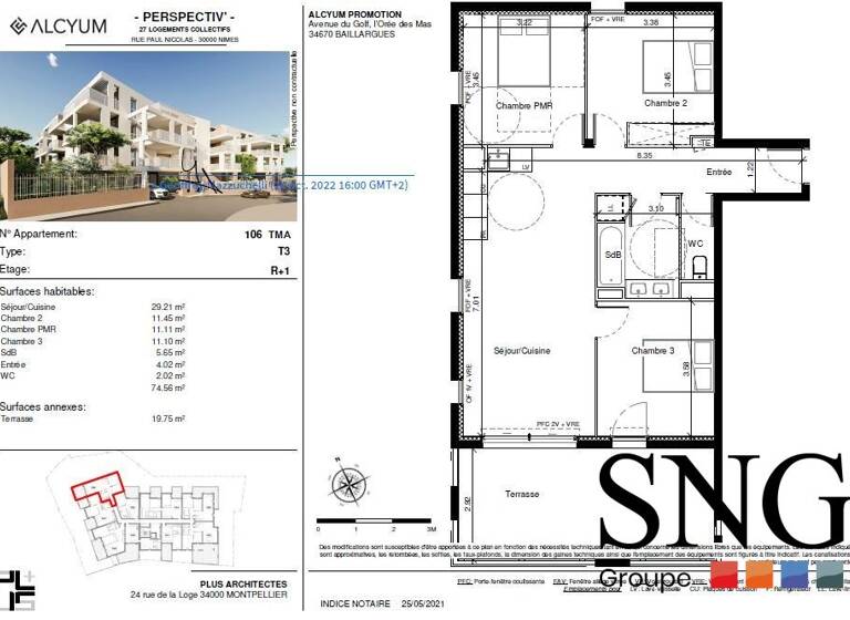 Appartement à louer 909 € 4 pièces 3<br/>chambres 74,7 m²<br/>superficie 1er<br/>étage Alouette Nîmes 30900