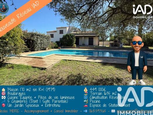 Maison à vendre 449 000 € 7 pièces 5 chambres 170 m² 1 635 m² de terrain Nord Bouillargues 30230