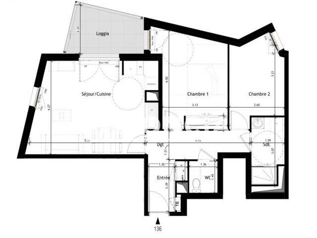 Appartement 3 pièces 63 m² · à Tours · 62,9 m² · 857 €
