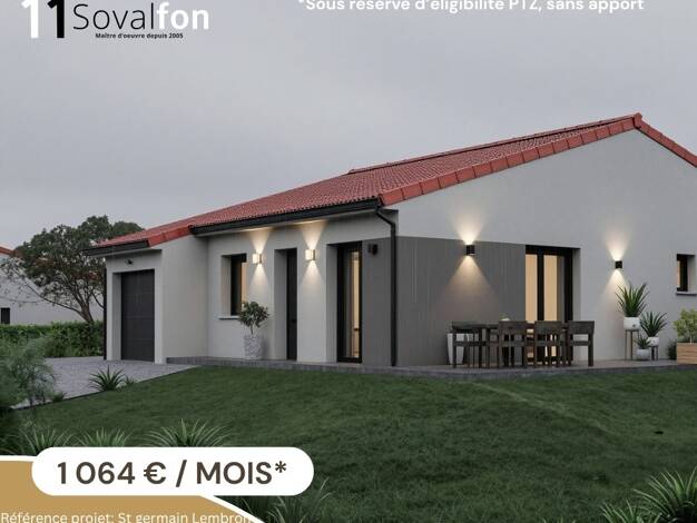 Terrain avec maison neuve à vendre 221 300 € 4 pièces 3 chambres 88 m² 600 m² de terrain Saint-Germain-Lembron 63340