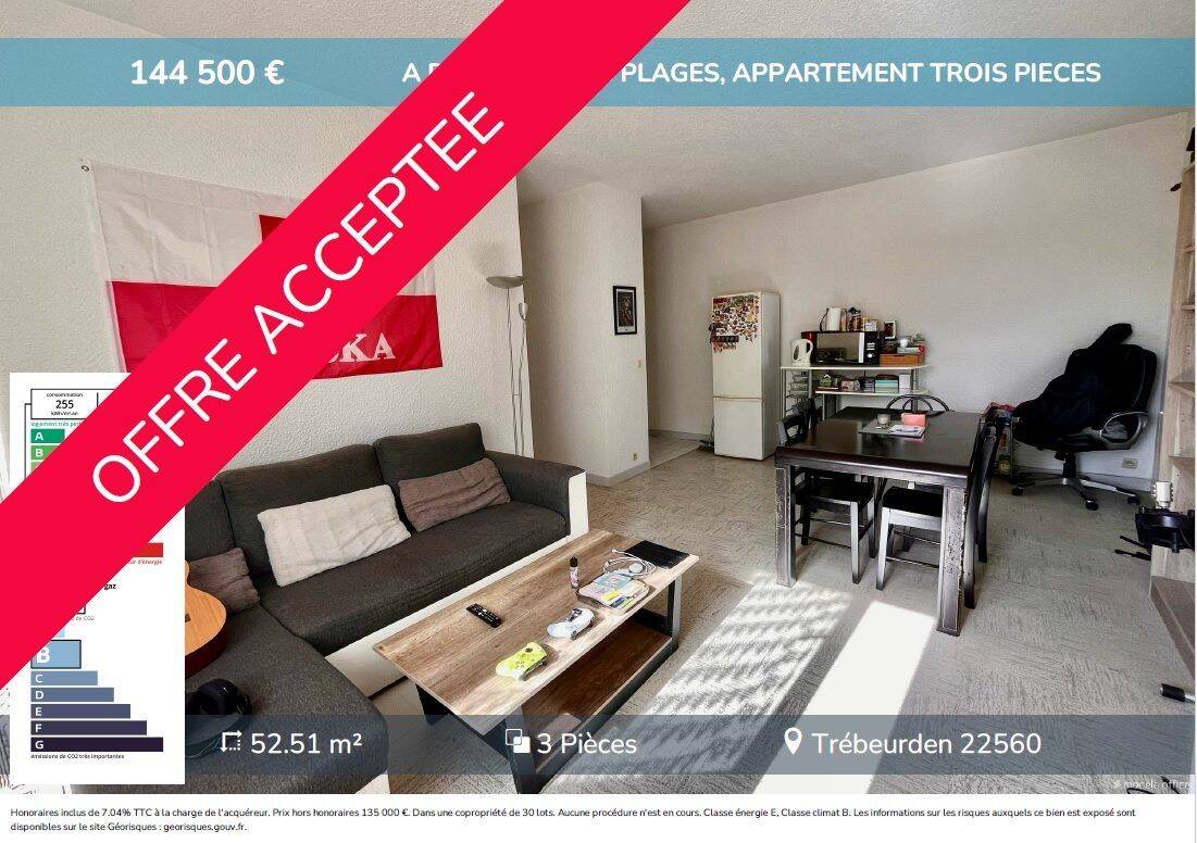 Appartement 3 pièces 53 m² · à Trébeurden · 52,5 m² · 144 500 €
