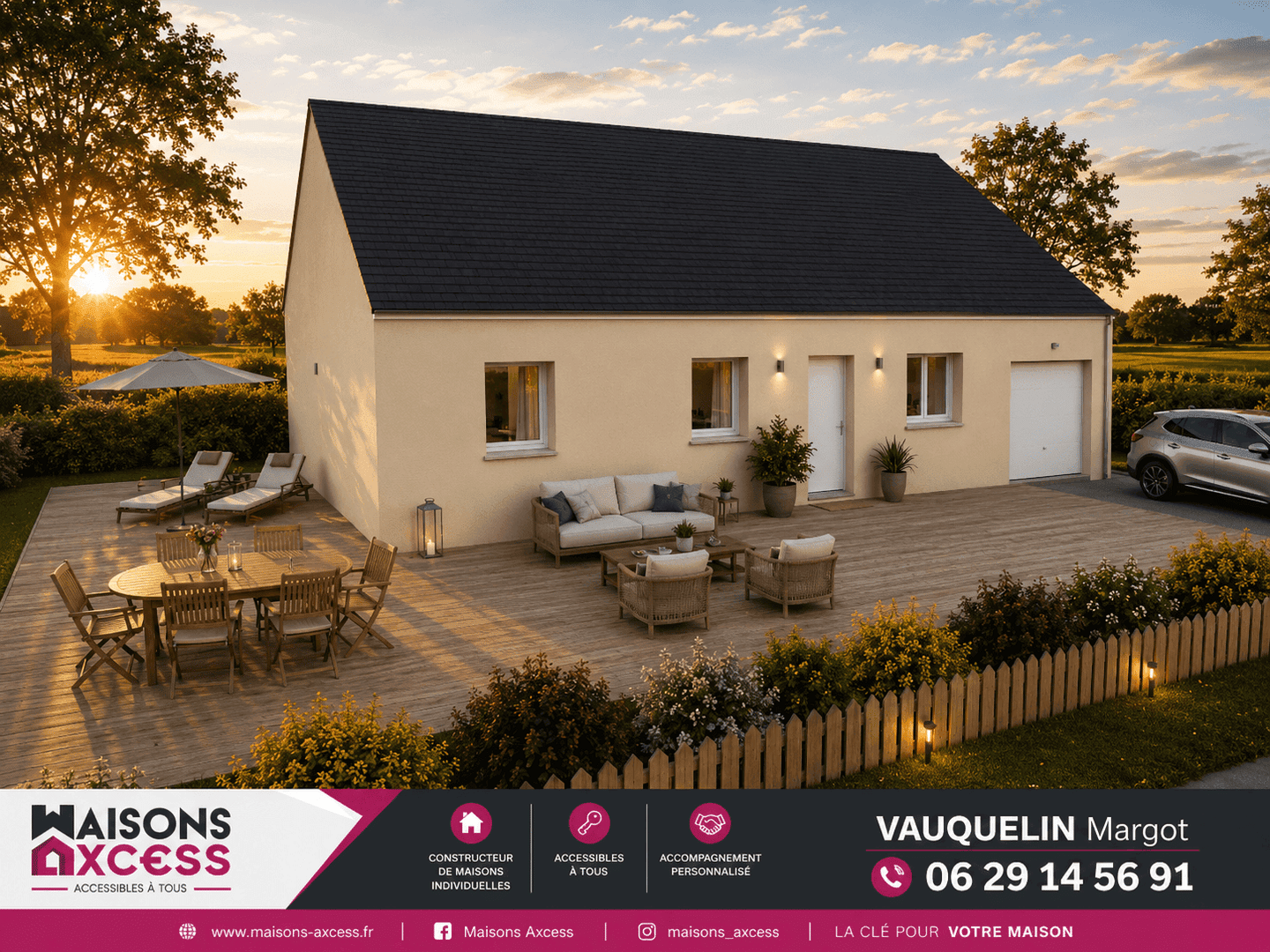 Maison plain-pied 3 chambres et garage
