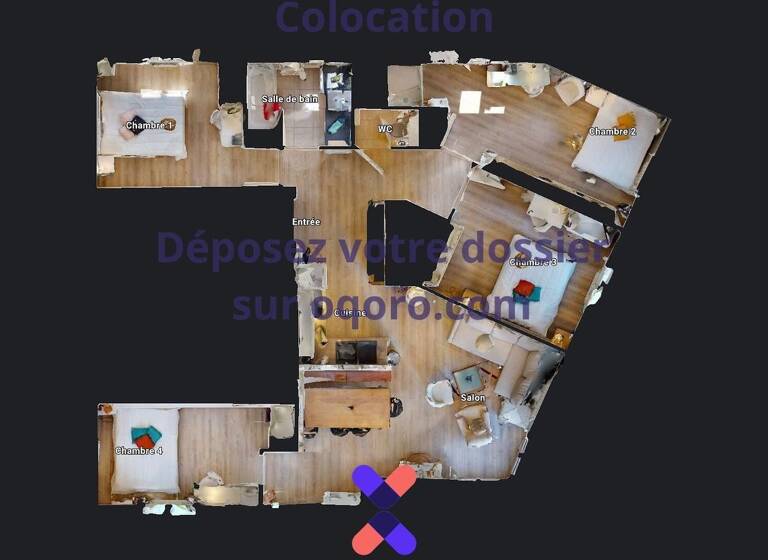 Colocation à louer 535 € 6 pièces 5 chambres 92 m² 8ème étage Charpennes-Tonkin Villeurbanne 69100