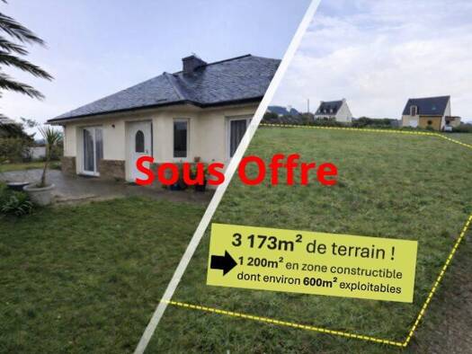 Maison de plain-pied à vendre 400 000 € 5 pièces 3 chambres 110 m² 3 173 m² de terrain Santec 29250