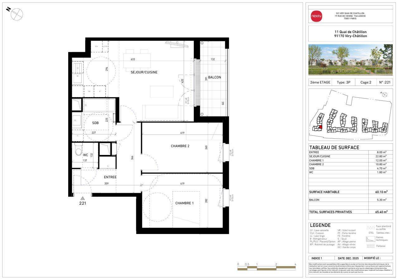 Appartement 3 pièces 60 m² · à Viry-Châtillon · 60 m² · 835 €