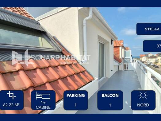 Duplex à vendre 375 900 € 2 pièces 1 chambre 62 m² Étage 3/3 Stella Cucq 62780