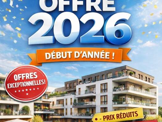 Appartement à vendre - neuf 388 999 € 3 pièces 2 chambres 64,7 m² Étage 1/6 Centre Sud-Jules Ferry Bagnolet 93170