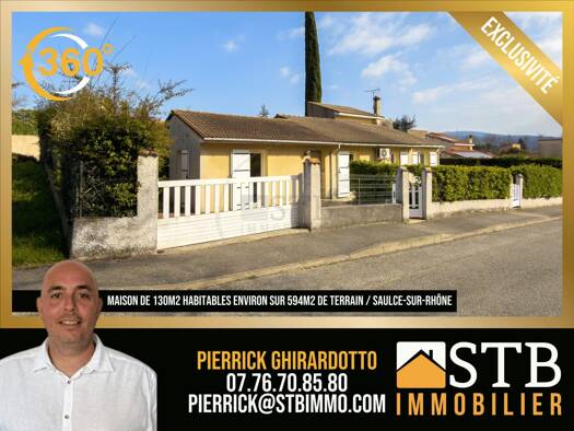 Maison à vendre 245 000 € 6 pièces 1 chambre 130 m² 594 m² de terrain Saulce-sur-Rhône 26270