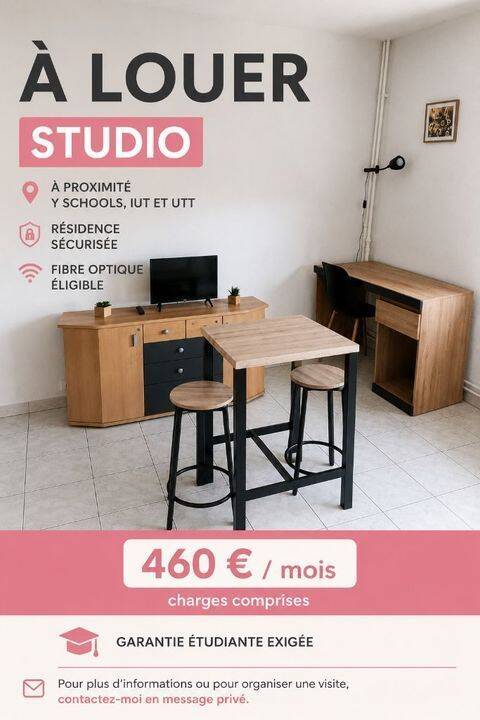 Appartement 1 pièce 25 m² · à Troyes · 25 m² · 460 €/mois