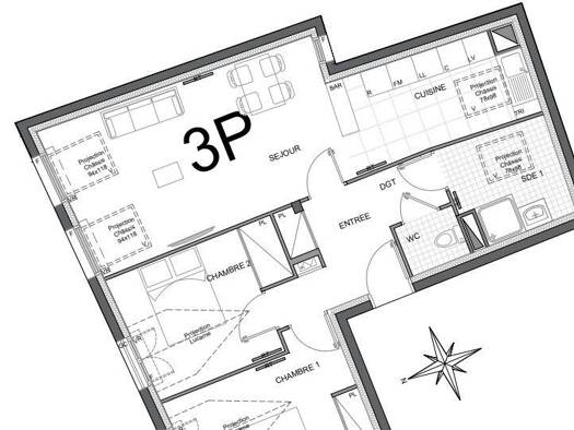 Appartement à vendre - neuf 252 080 € 3 pièces 2 chambres 60 m² 2ème étage Trilport 77470