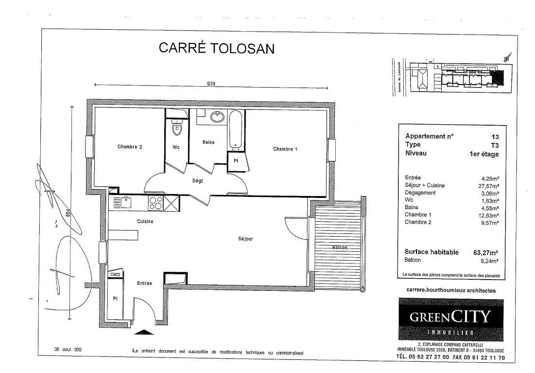 Appartement 3 pièces 63 m² · à Castanet-Tolosan · 63,3 m² · 981 €