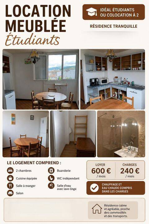 Appartement 4 pièces 72 m² · à Saint-Étienne · 72 m² · 840 €