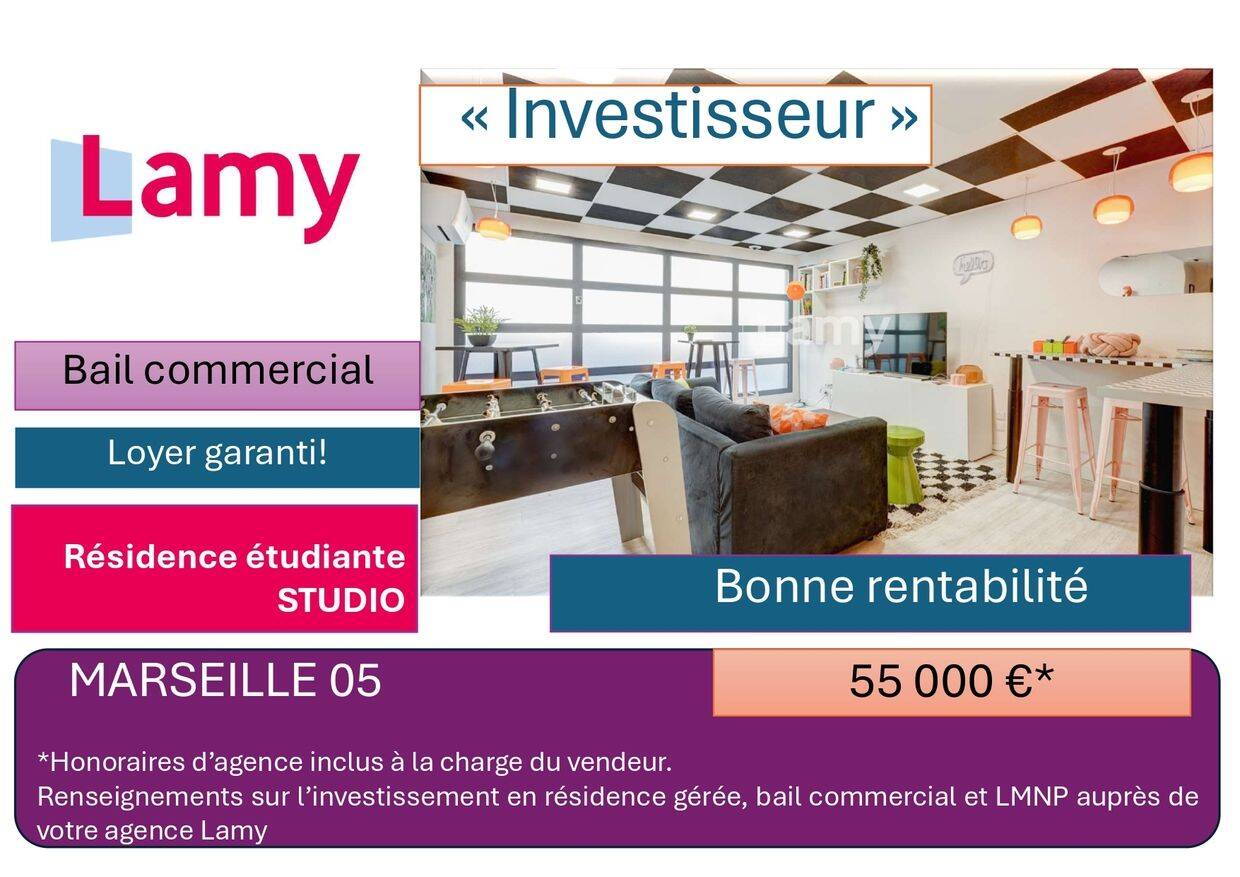Appartement 1 pièce 18 m² · à Marseille 5ème Arrondissement · 18,3 m² · 55 000 €
