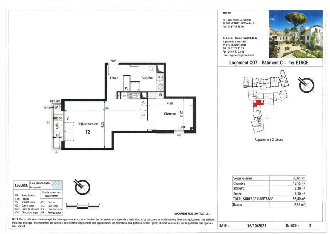 Appartement 2 pièces 56 m² · à Cournonterral · 56 m² · 709 €/mois