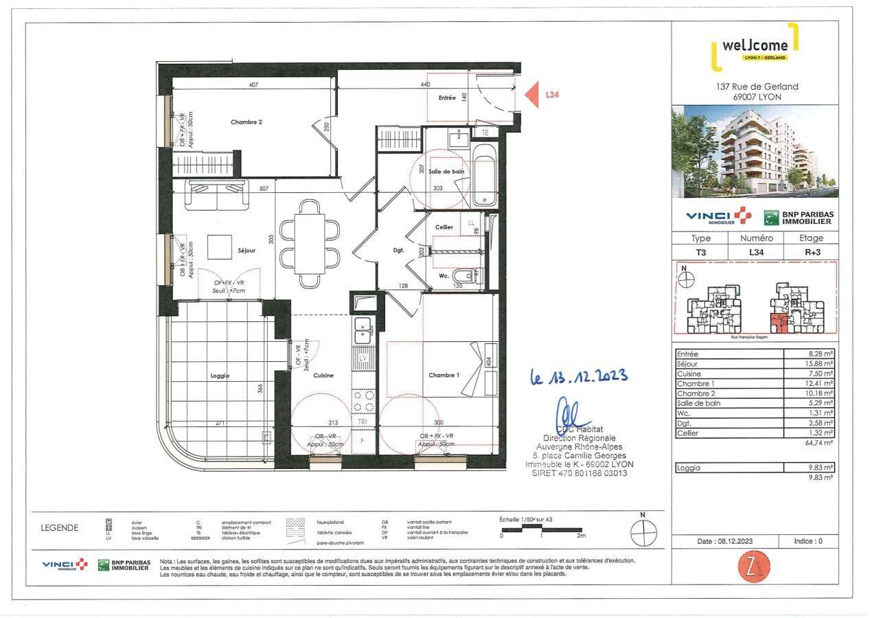 Appartement 3 pièces 64 m² · à Lyon 7ème Arrondissement · 64 m² · 909 €/mois