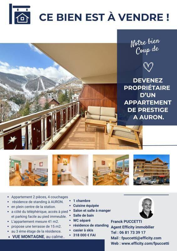 Appartement 2 pièces 41 m² · à Saint-Étienne-de-Tinée · 40,6 m² · 318 000 €