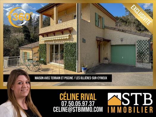 Maison à vendre 335 000 € 6 pièces 4 chambres 125 m² 1 275 m² de terrain Les Ollières-sur-Eyrieux 07360