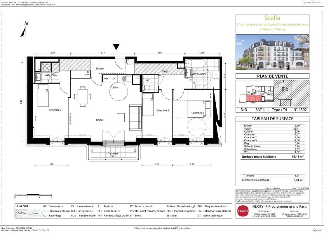 Appartement 4 pièces 89 m² · à Villiers-sur-Marne · 89 m² · 1 544 €