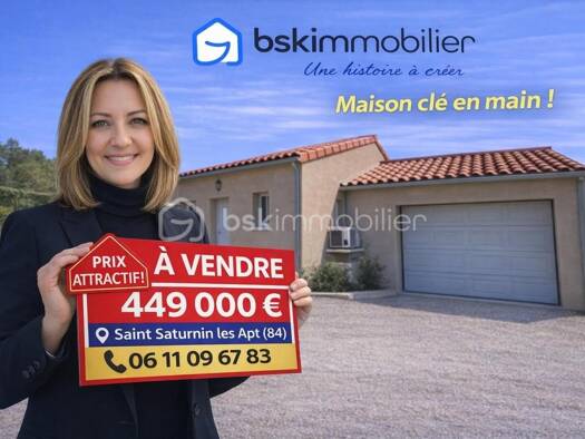 Maison de plain-pied à vendre 449 000 € 6 pièces 4 chambres 125 m² 1 337 m² de terrain Saint-Saturnin-lès-Apt 84490