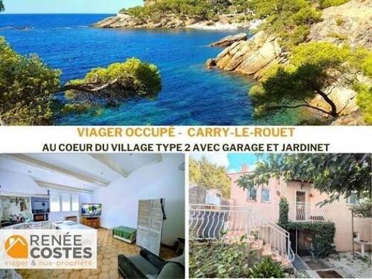 Maison en viager occupé Bouquet 73 375 € 2 pièces 1 chambre 50 m² 128 m² de terrain Centre Carry-le-Rouet 13620