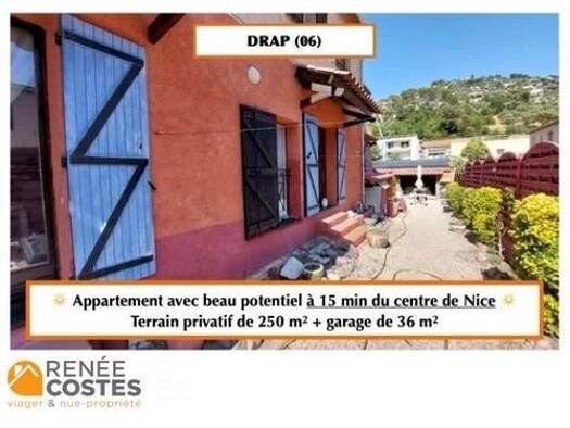 Appartement en viager occupé Bouquet 95 500 € 4 pièces 2 chambres 94 m² RDC/1 Drap 06340