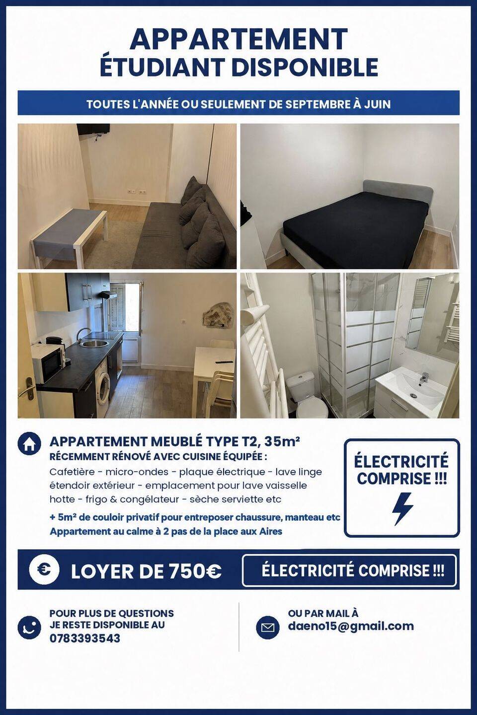 Appartement 2 pièces 28 m² · à Grasse · 28 m² · 750 €/mois