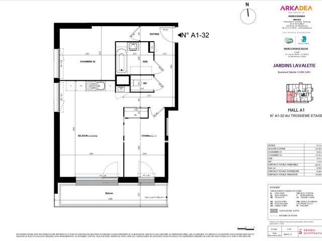 Appartement 3 pièces 61 m² · à Caen · 60,9 m² · 821 €