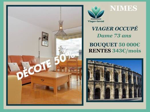 Appartement en viager occupé Bouquet 50 000 € 5 pièces 4 chambres 107 m² 3ème étage Beausoleil Nîmes 30000