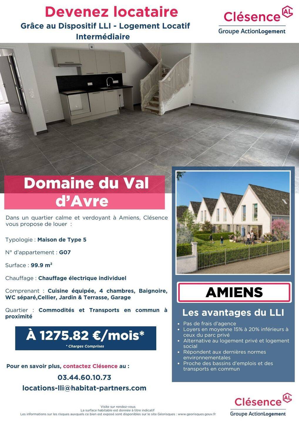 Maison 5 pièces 100 m² · à Amiens · 100 m² · 1 276 €/mois