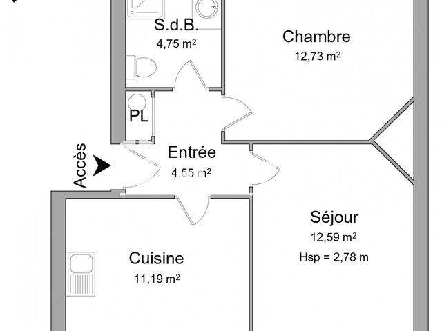 Appartement 2 pièces 46 m² · à Saumur · 45,8 m² · 550 €