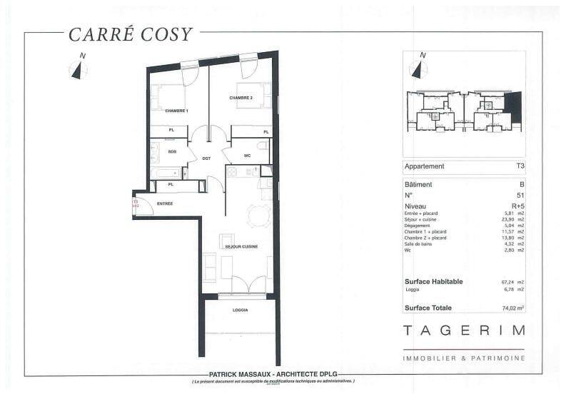 Appartement 3 pièces 67 m² · à Cenon · 67,2 m² · 829 €/mois