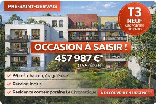 Appartement 3 pièces 66 m² · à Le Pré-Saint-Gervais · 66 m² · 457 987 €