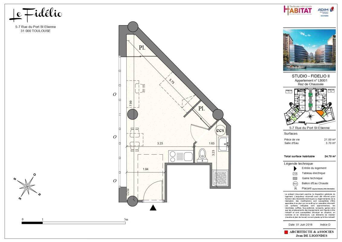 Appartement 1 pièce 24 m² · à Toulouse · 24 m² · 380 €/mois