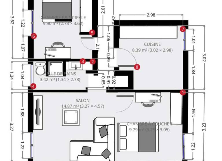 Appartement à vendre 259 000 € 3 pièces 2 chambres 47 m² 1er étage Poètes Nice 06000